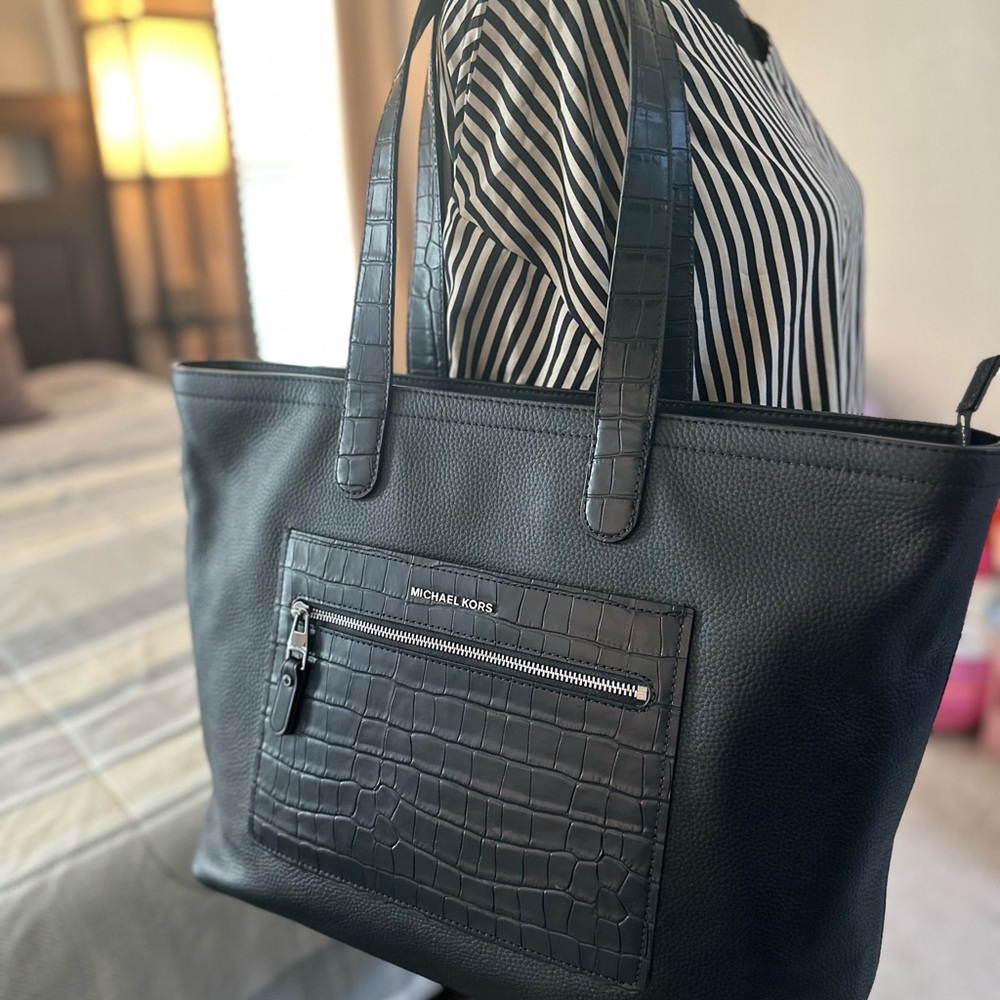 Michael Kors Black Croc-Embossed Men's Tote